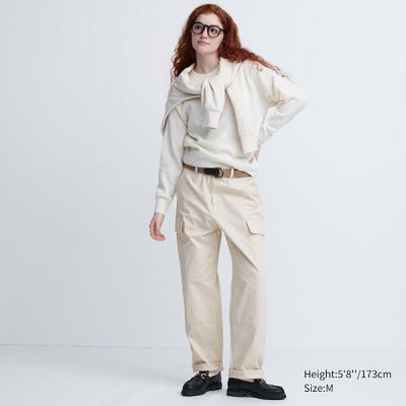 Women Uniqlo Cargo Pants Beige | 590147