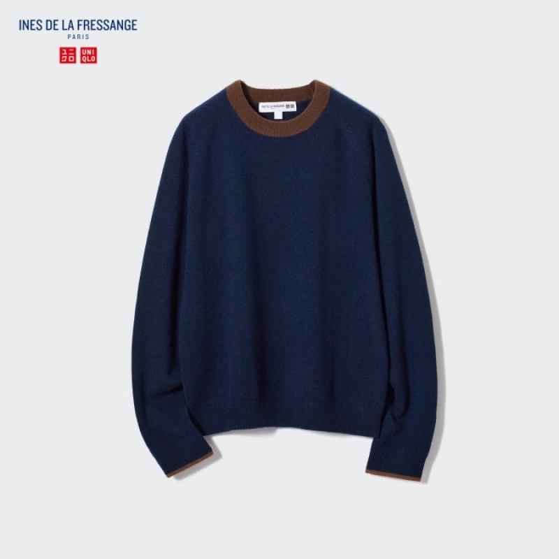 Women Uniqlo Cashmere Crew Neck Long-sleeve Sweaters Pink | 8040924