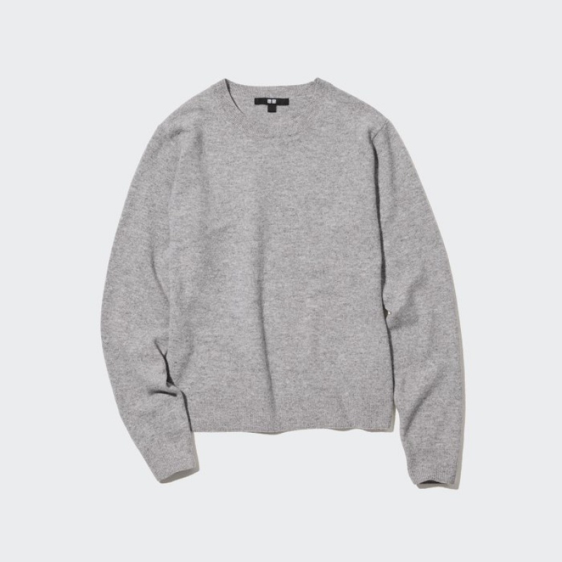 Women Uniqlo Cashmere Crew Neck Long-sleeve Sweaters Pink | 1959608