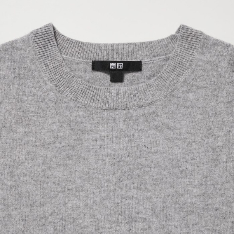 Women Uniqlo Cashmere Crew Neck Long-sleeve Sweaters Pink | 1959608