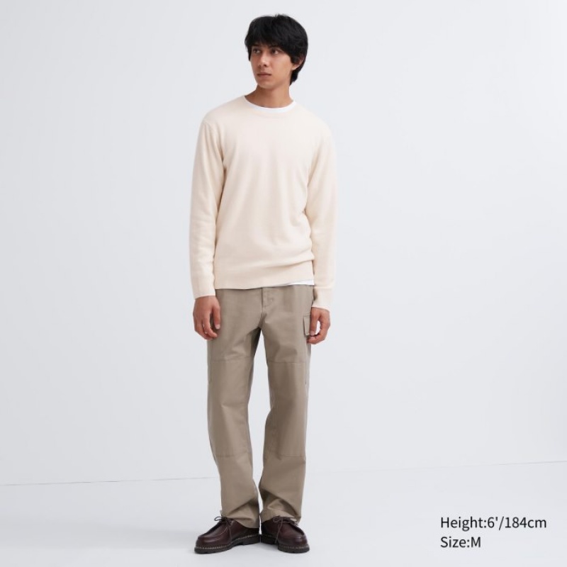 Women Uniqlo Cashmere Crew Neck Long-sleeve Sweaters Yellow | 4311476