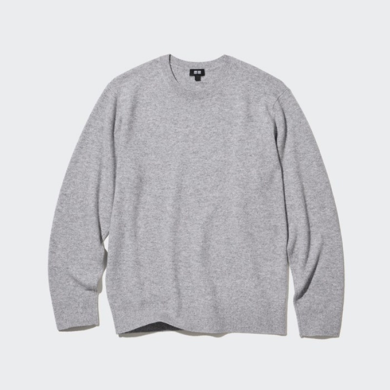 Women Uniqlo Cashmere Crew Neck Long-sleeve Sweaters Yellow | 4311476