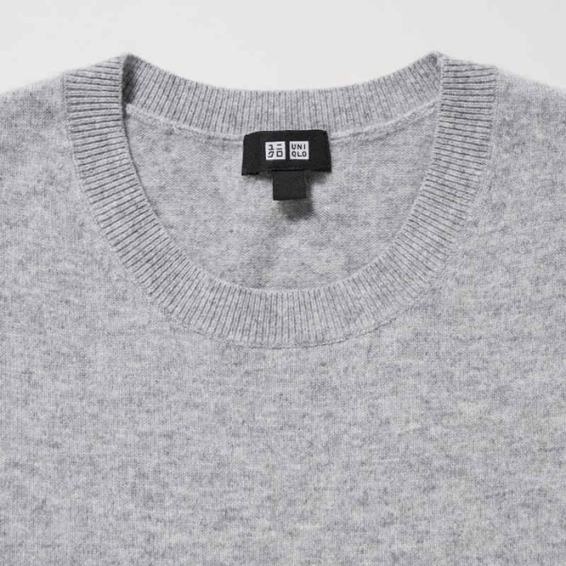 Women Uniqlo Cashmere Crew Neck Long-sleeve Sweaters Yellow | 4311476