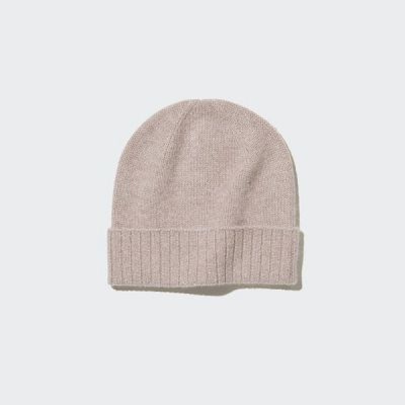 Women Uniqlo Cashmere Knitted Beanie Beige | 1142676