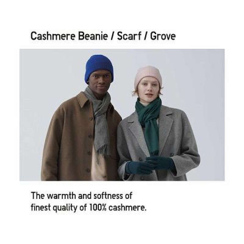 Women Uniqlo Cashmere Knitted Beanie Green | 7099689