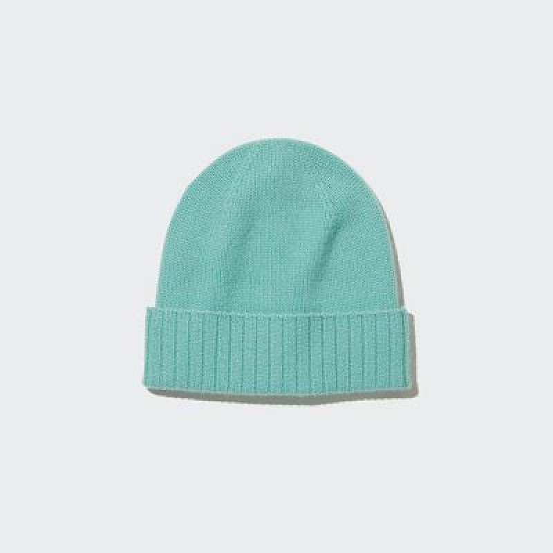 Women Uniqlo Cashmere Knitted Beanie Green | 7099689