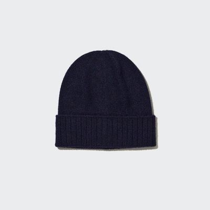 Women Uniqlo Cashmere Knitted Beanie Navy | 4087861