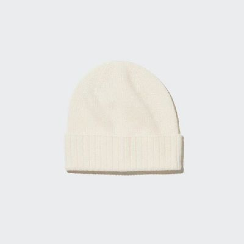 Women Uniqlo Cashmere Knitted Beanie White | 2464998