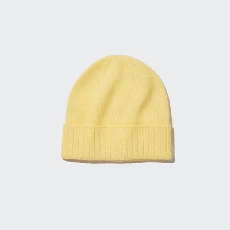 Women Uniqlo Cashmere Knitted Beanie Yellow | 9556536
