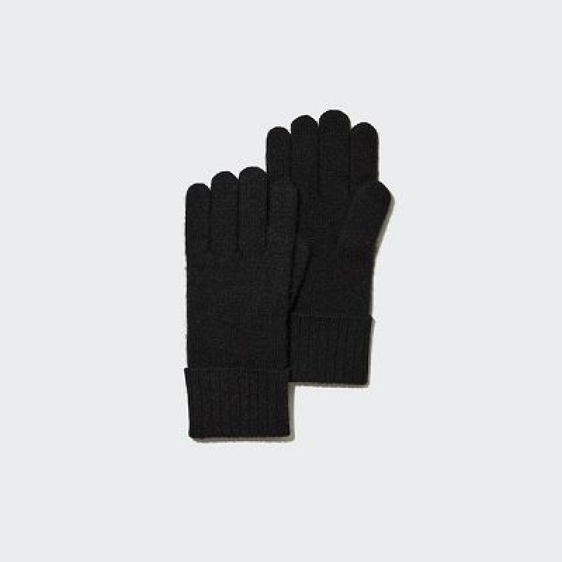 Women Uniqlo Cashmere Knitted Gloves Black | 3957955
