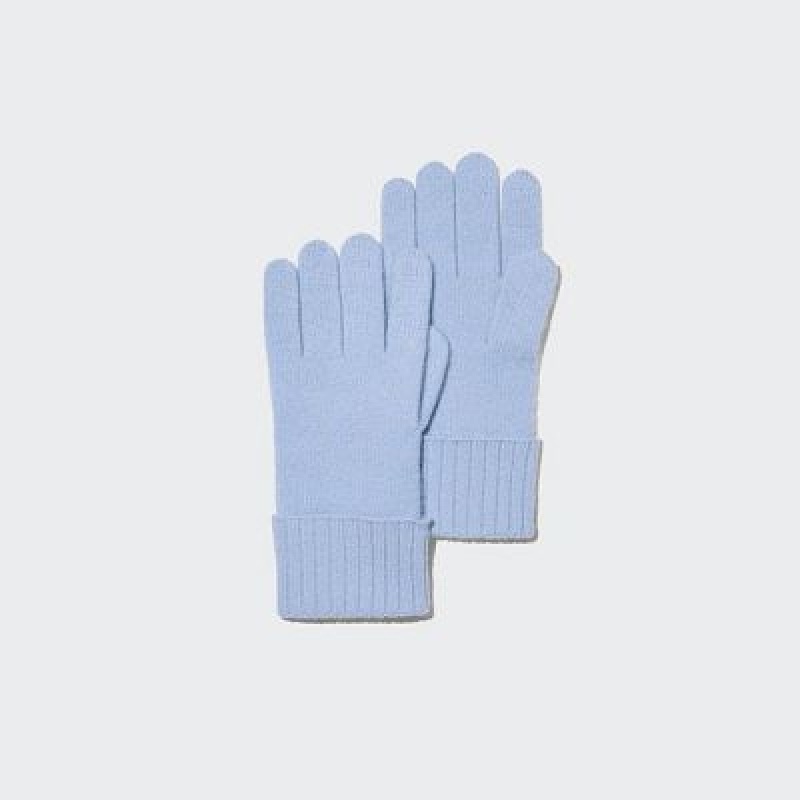 Women Uniqlo Cashmere Knitted Gloves Blue | 7881086