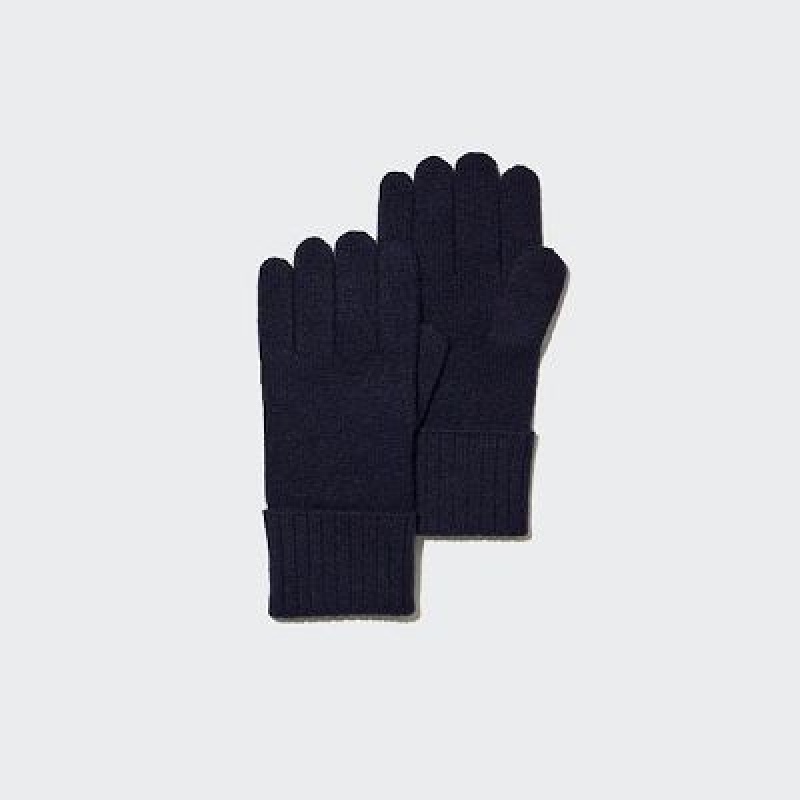 Women Uniqlo Cashmere Knitted Gloves Navy | 1828987