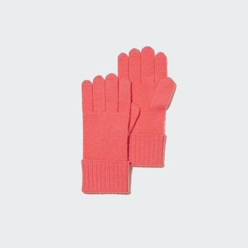 Women Uniqlo Cashmere Knitted Gloves Pink | 3916616