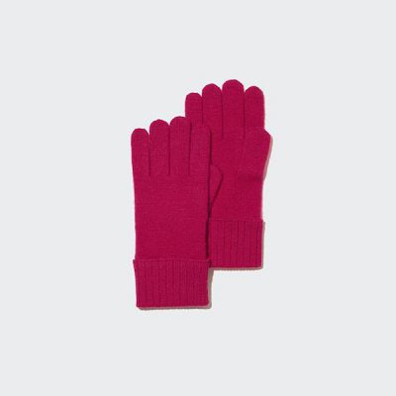 Women Uniqlo Cashmere Knitted Gloves Pink | 381337