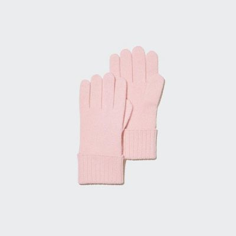 Women Uniqlo Cashmere Knitted Gloves Pink | 524163