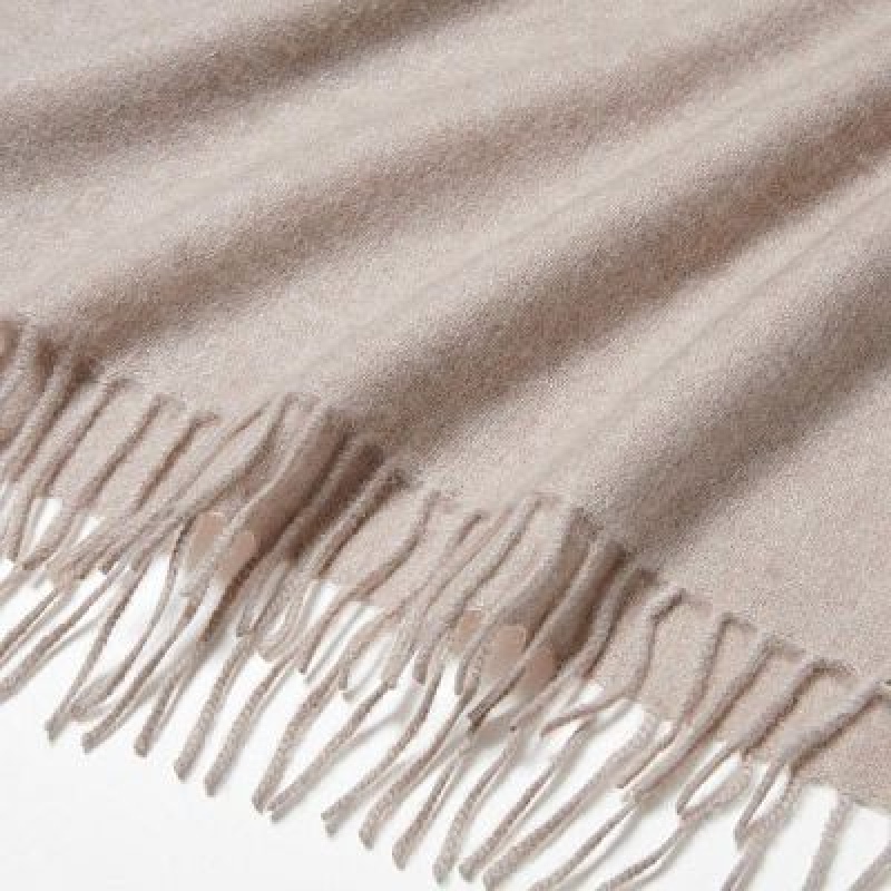 Women Uniqlo Cashmere Scarves Beige | 8263745