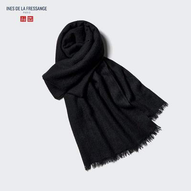 Women Uniqlo Cashmere Stole Scarves Black | 5634671