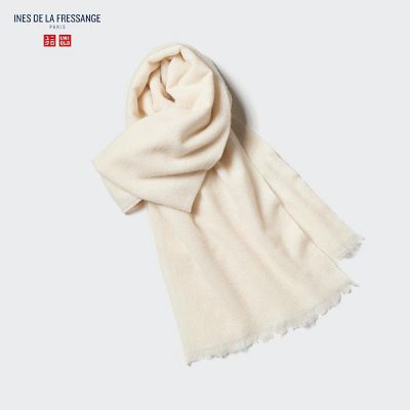 Women Uniqlo Cashmere Stole Scarves White | 2128289