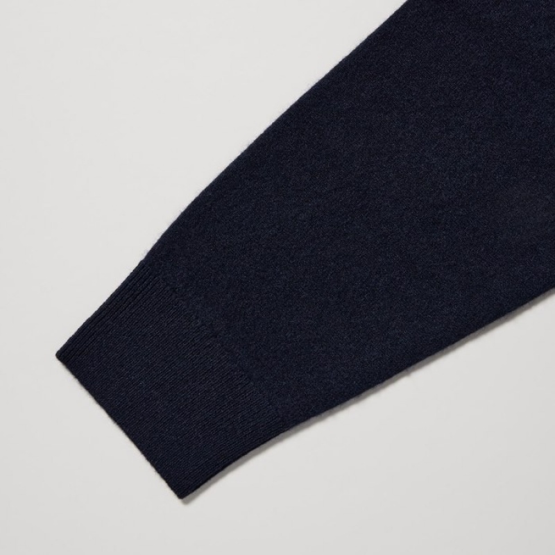 Women Uniqlo Cashmere Turtleneck Long-sleeve Sweaters Navy | 1286979