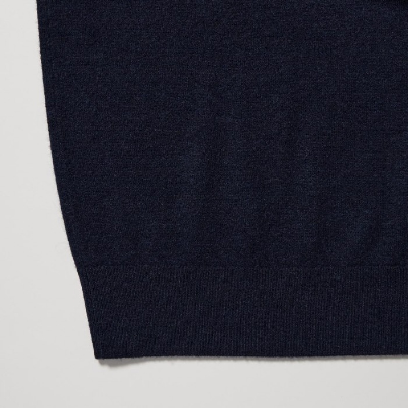 Women Uniqlo Cashmere Turtleneck Long-sleeve Sweaters Navy | 1286979