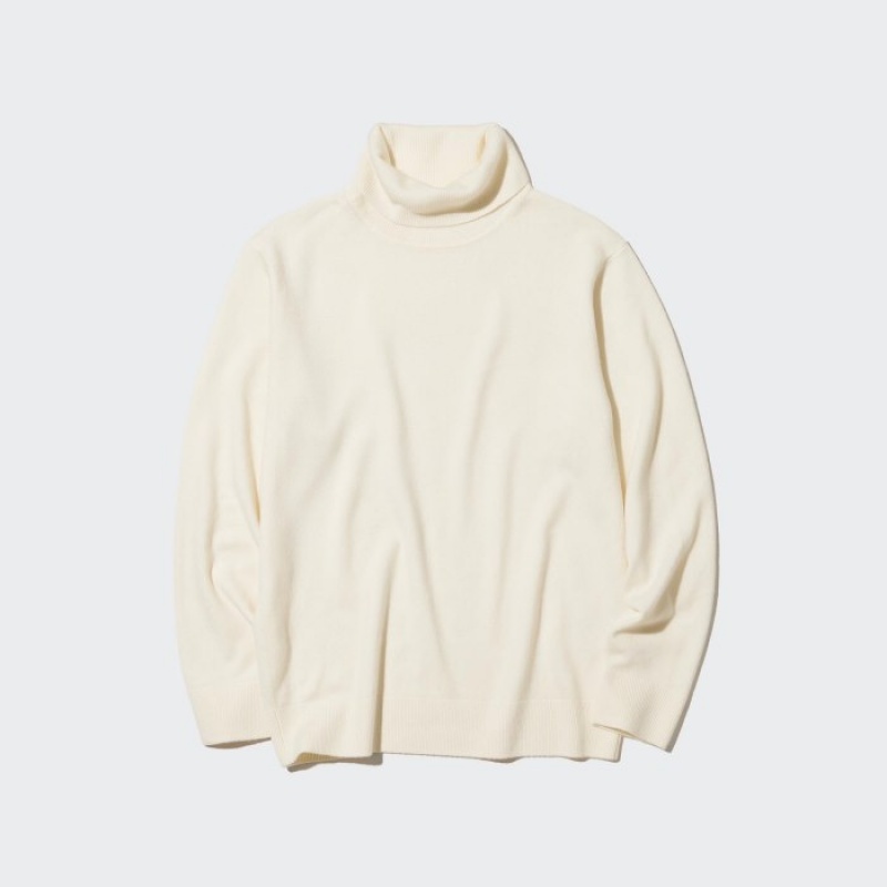 Women Uniqlo Cashmere Turtleneck Long-sleeve Sweaters White | 5623590