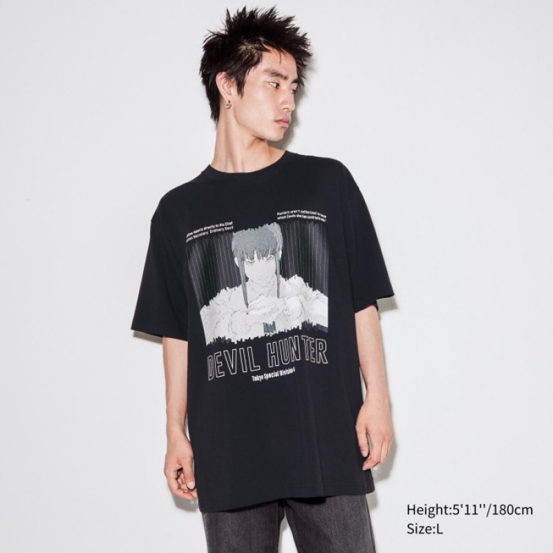 Women Uniqlo Chainsaw Man × Kosuke Kawamura UT Oversized Short-Sleeve Makima T Shirts Black | 4024608