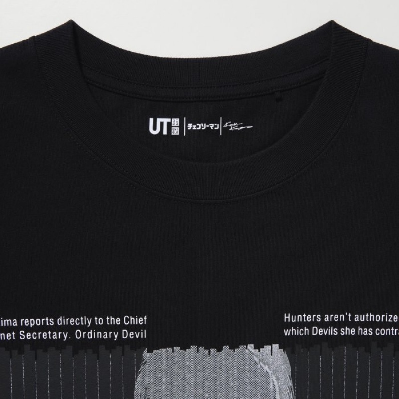 Women Uniqlo Chainsaw Man × Kosuke Kawamura UT Oversized Short-Sleeve Makima T Shirts Black | 4024608