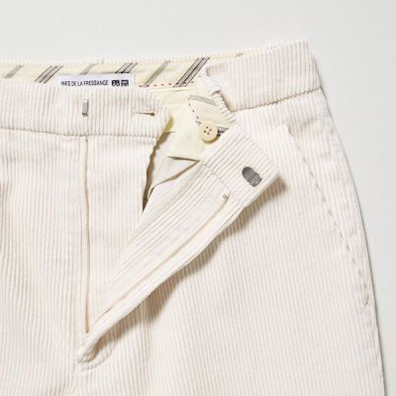 Women Uniqlo Corduroy Tapered Ankle Pants White | 5752271