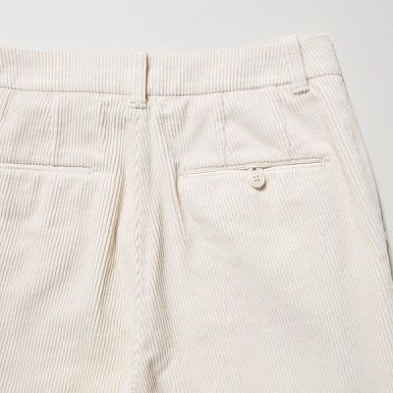 Women Uniqlo Corduroy Tapered Ankle Pants White | 5752271