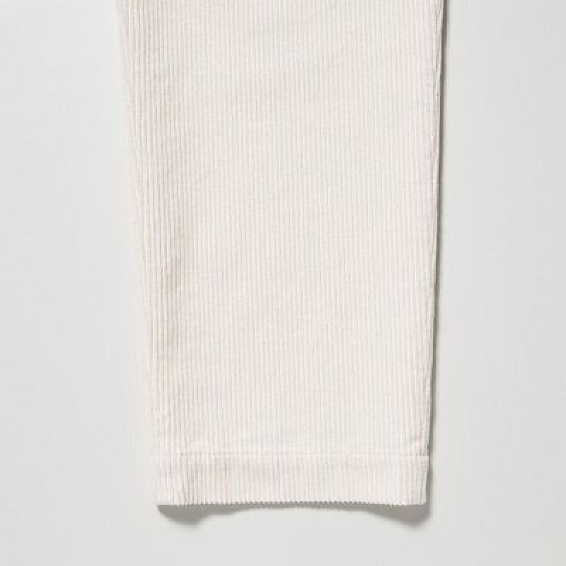 Women Uniqlo Corduroy Tapered Ankle Pants White | 5752271