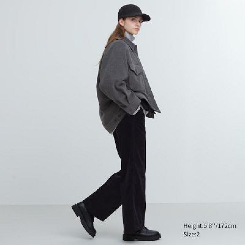 Women Uniqlo Corduroy Wide Pants Black | 1873523
