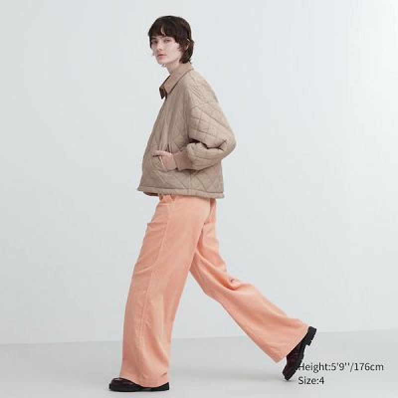Women Uniqlo Corduroy Wide Pants Pink | 1491355