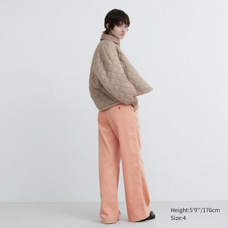 Women Uniqlo Corduroy Wide Pants Pink | 1491355