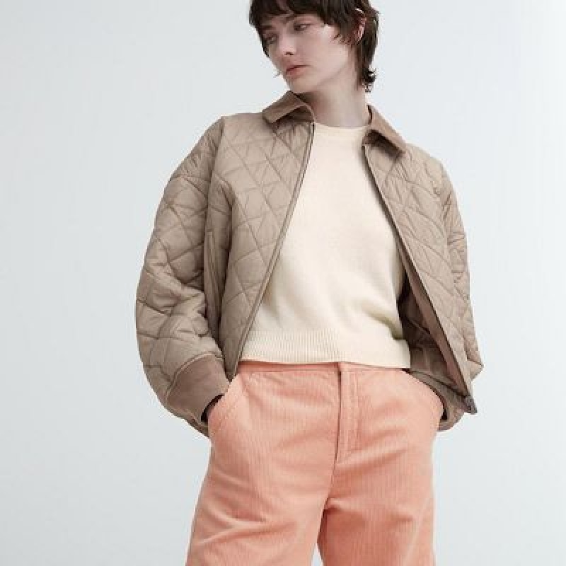 Women Uniqlo Corduroy Wide Pants Pink | 1491355