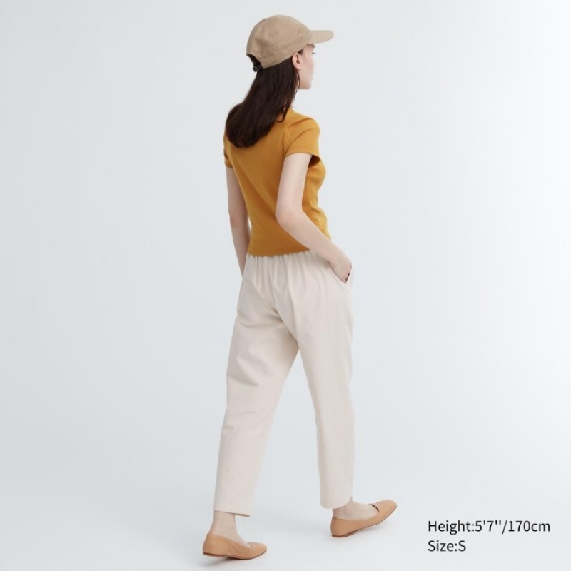 Women Uniqlo Cotton Relaxed Ankle Lounge Pants White | 804438