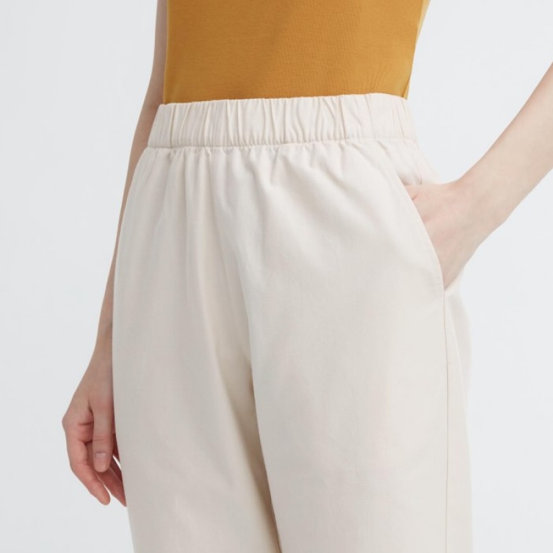 Women Uniqlo Cotton Relaxed Ankle Lounge Pants White | 804438