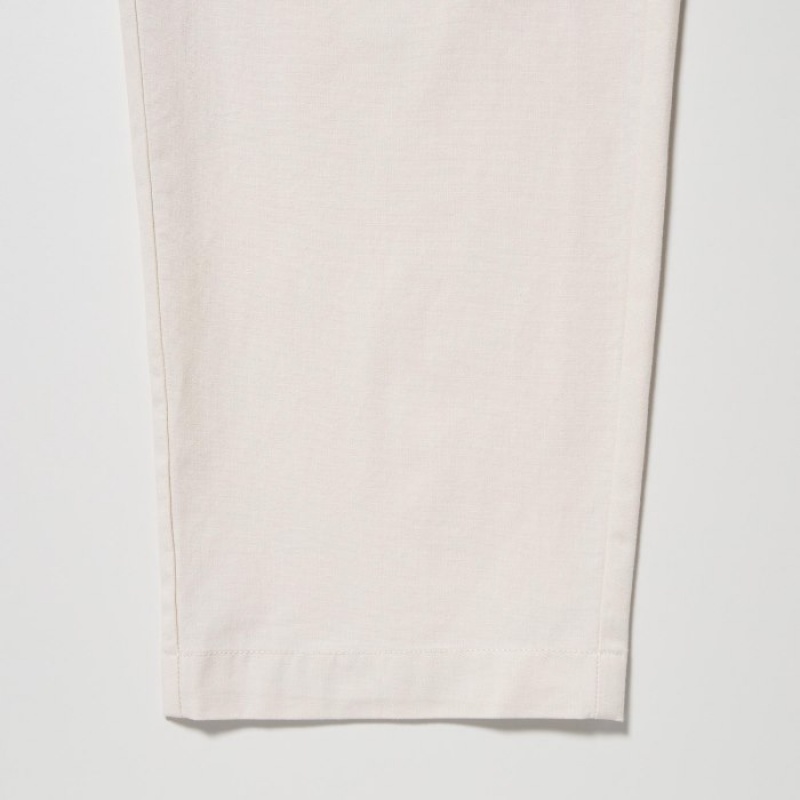 Women Uniqlo Cotton Relaxed Ankle Lounge Pants White | 804438