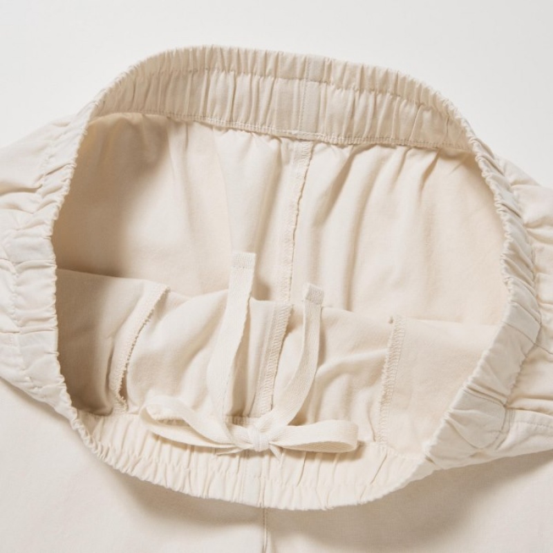 Women Uniqlo Cotton Relaxed Ankle Lounge Pants White | 804438