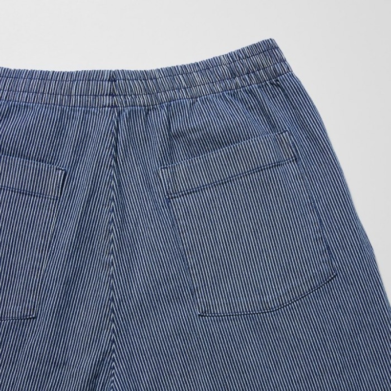 Women Uniqlo Cotton Relaxed Ankle Pants Blue | 8101517
