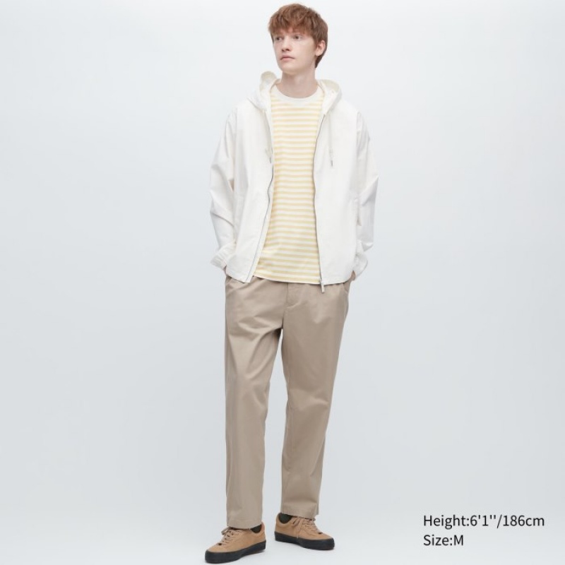 Women Uniqlo Cotton Relaxed Ankle Pants Beige | 2440703