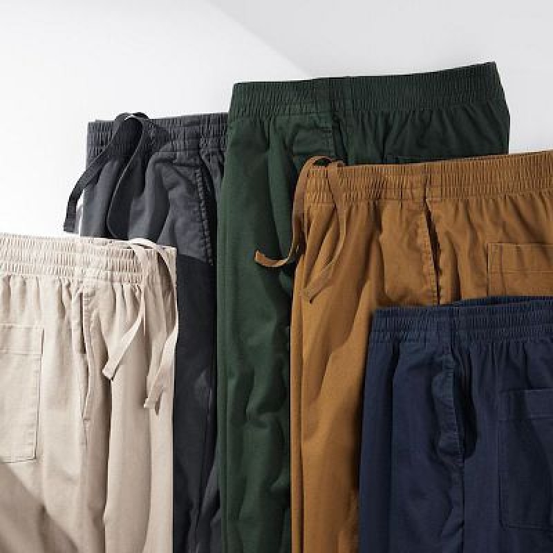 Women Uniqlo Cotton Relaxed Ankle Pants Green | 7632599