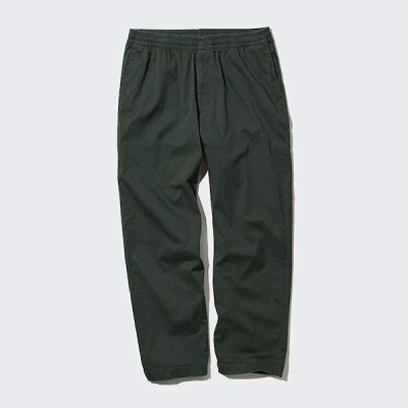 Women Uniqlo Cotton Relaxed Ankle Pants Green | 7632599