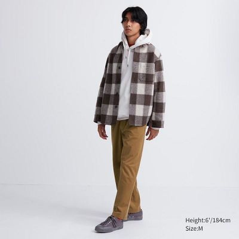 Women Uniqlo Cotton Relaxed Ankle Pants Brown | 8802322