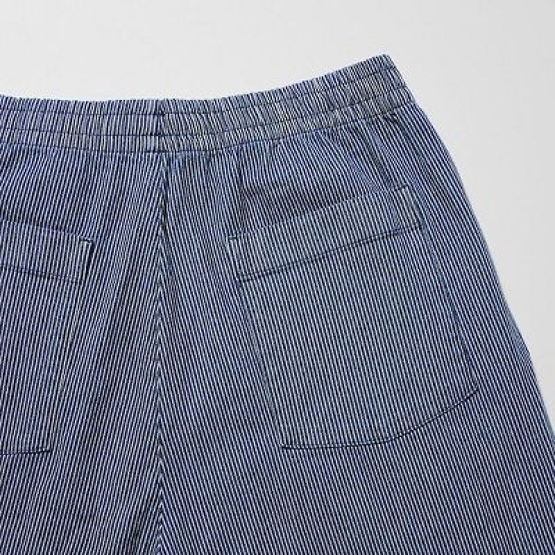 Women Uniqlo Cotton Relaxed Ankle Pants Blue | 5336677