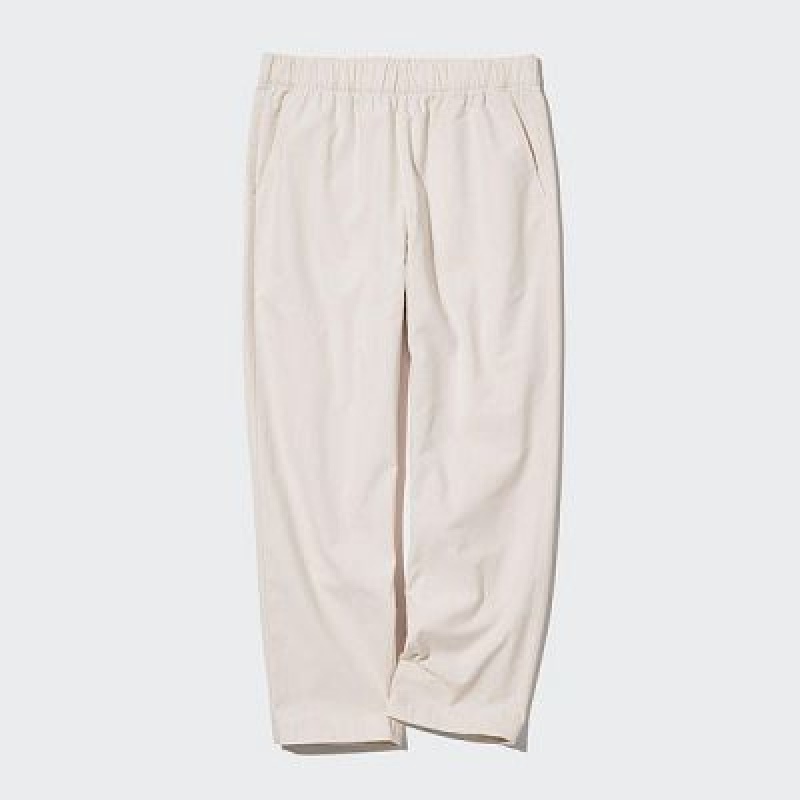 Women Uniqlo Cotton Relaxed Ankle Pants White | 415184