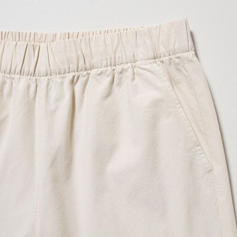 Women Uniqlo Cotton Relaxed Ankle Pants White | 415184