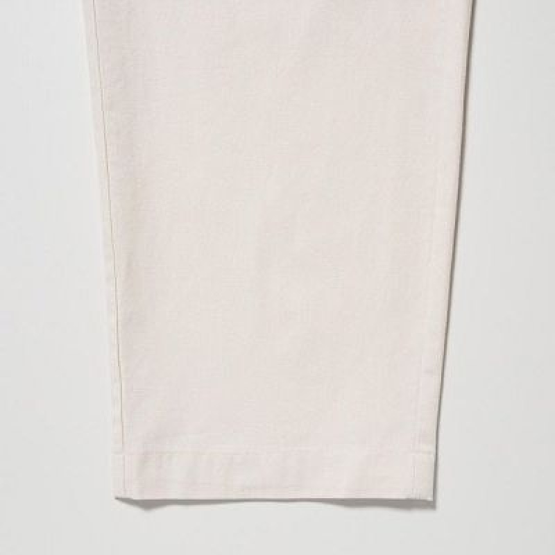 Women Uniqlo Cotton Relaxed Ankle Pants White | 415184