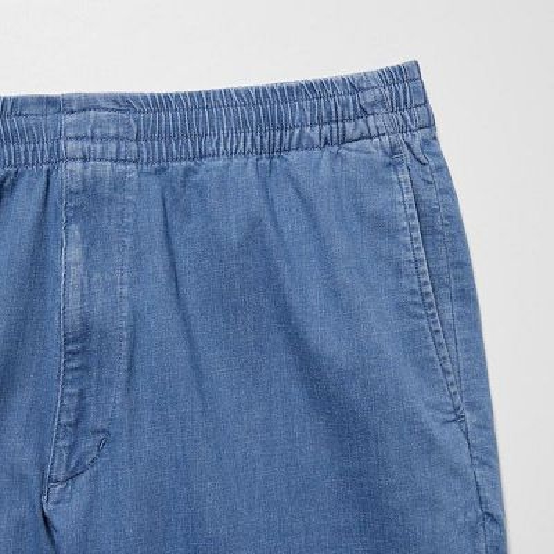 Women Uniqlo Cotton Relaxed Ankle Pants Blue | 8378261