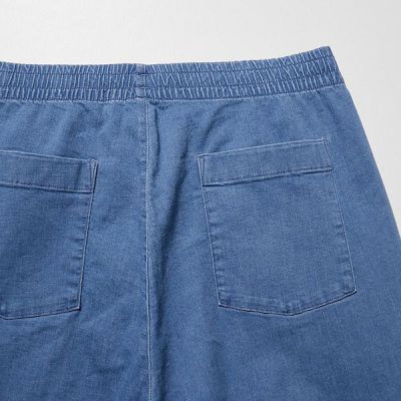 Women Uniqlo Cotton Relaxed Ankle Pants Blue | 8378261