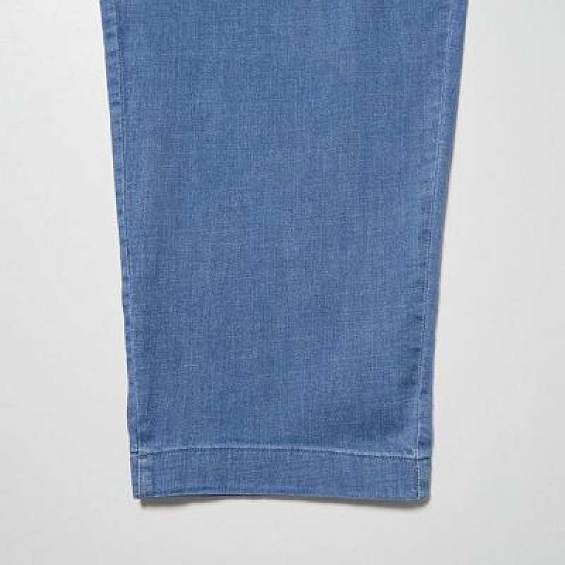 Women Uniqlo Cotton Relaxed Ankle Pants Blue | 8378261